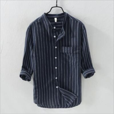 China Anti-pilling wholesale china style spring shirts vertical stripe business shirt canvas/cotton casual shirt for men for sale