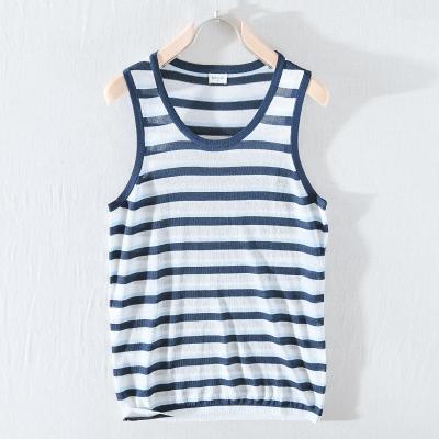 China Wholesale Fashionable Custom Logo Men's Tank Tops Anti-wrinkle Canvas Striped Boy's Summer Custom Made Tank Vest for sale