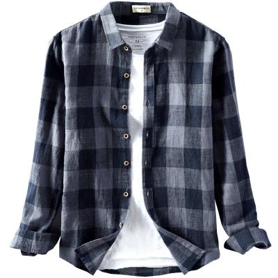 China 5XL Winter Men's Variety Styles Anti-pilling Control Classic Shirts Long Sleeve Plaid Shirt Cotton Canvas Shirts for sale