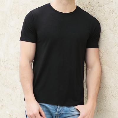 China Wholesale Custom Cotton 5% Soft Plain Organic Breathable Bamboo T-shirt 30% Spandex 65% Men's Stretch Fabric Anti-Wrinkle Blank Bamboo T-Shirt for sale