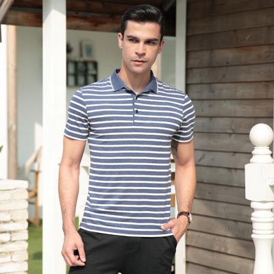 China Anti-wrinkle 95% bamboo 5% spandex luxury fasion us logo high quality custom mens casual striped collar bamboo polo shirt for sale