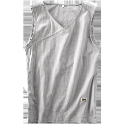 China Muscle 55% Cotton 45% Hemp Vest Sleeveless Tank Top Mens Fitness Gym Clothing Wholesale Custom Mens Sportswear QUICK DRY for sale