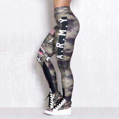 China Antibacterial Hot Style American Flag Printed Women's Workout Leggings Stretch Digital Printed Yoga Tight Pants for sale