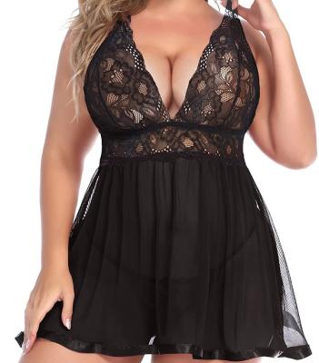 China Sexy Babydoll Lingerie Nightgown Dress Women Erotic QUICK DRY Patchwork Babydoll Plus Size Babydoll Lingerie for sale