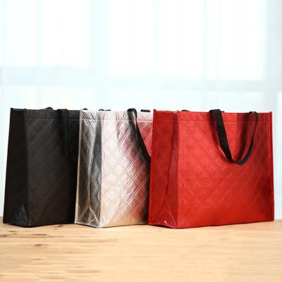 China Promotional Nonwoven Bag Handled LOGO Non-Woven Fabric Bag Custom Laser Tote Bag NO--Woven Metallic Film for sale