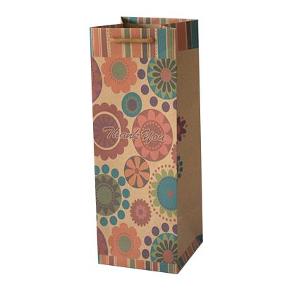 China Recyclable Fancy Printed Single Paper Bottle Wine Bag for sale