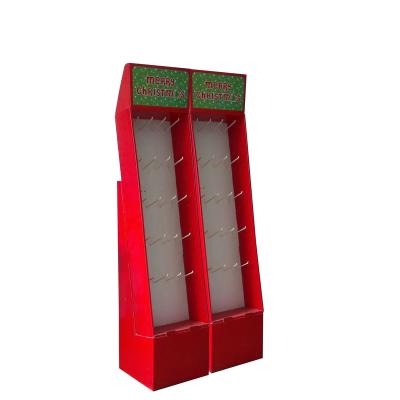 China Eco-Friendly Custom Environmental Protection Logo Sustainable Supermarket Paper Display Stand With Hooks for sale