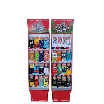 China Eco - Friendly Easy Installation Foldable Sustainable Hook Paper Display Rack Counter For Displaying Goods for sale