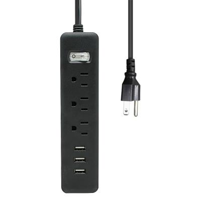 China USB Desktop 3 Quick Charge Muiti Us Smart Outlet 3 Usb Charger Power Strip Us Plug Surge Protector for sale