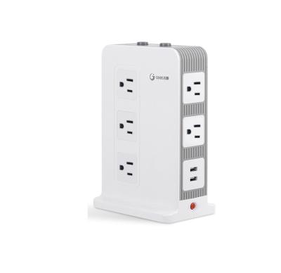 China With 11-Outlets 2 USB Ports Charging Station Usb Desktop Power Strip For Tablet PC Desktop Tower Extender Vertical Outlet for sale