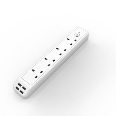 China ABS UK Type BS Strip Protector 4 Surge Switch Extension Lead Outlet 4 Desktop Multiple USB Ports Electrical Outlets With Power Cord for sale