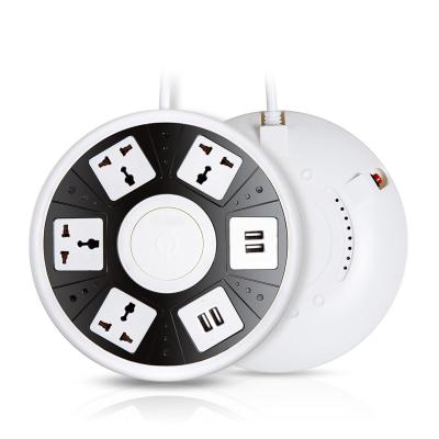 China With Universal Power Strip 4 Round Shape Overload Protector Desktop Outlet Usb Ports Extension Charging Socket for sale