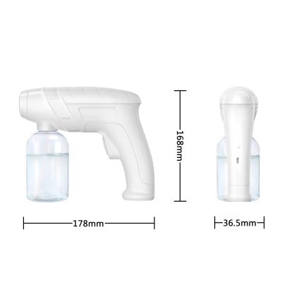 China Ready To Ship 2021 Blue Spray Nano Atomizer Small Gun Water Light Air Sanitizer Portable Refillable Handheld Atomizer 300Ml for sale