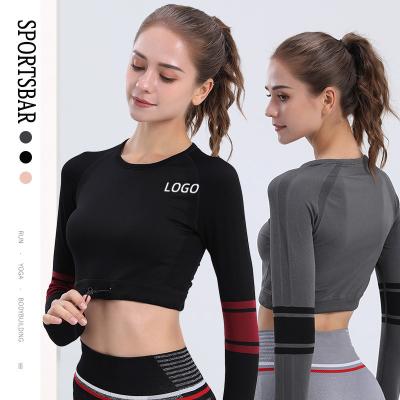 China Breathable Seamless Front Pull Ring Fitness Yoga Sports Superior Moisture Absorption And Sweat Wicking Outdoor Sports Long Sleeve for sale