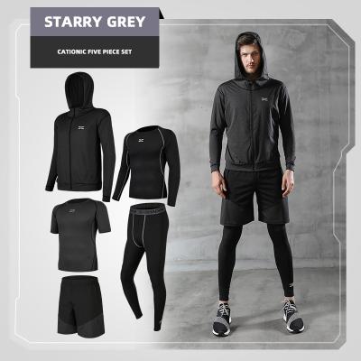 China Breathable sports suits men's autumn leisure men's fitness suit basketball tights fitness pants suit quick-drying running sportswear for sale