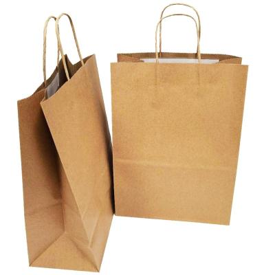 China Recyclable Restaurant Logo Take Away To Carry Bag For Restaurant Fast Food Grade Self Sealed Brown Kraft Take Away Shopping Paper Bag for sale