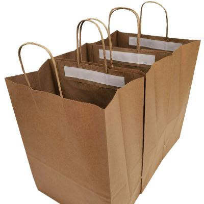 China Disposable Tamper Evident Fast Food Kraft Paper Take Out Paper Bags for sale