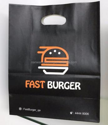 China Disposable Die Cut Handle Restaurant Take Out Paper Bag With Logo for sale