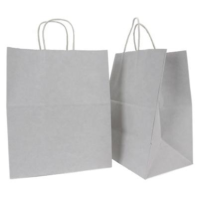 China Eco-Friendly Recyclable Kraft Paper White Paper Bags Printed Logo Recyclable Paper Bag Tote Carrier Tote Shopping Bags With Twisted Handles for sale