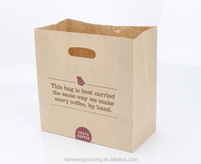 China Quick Recyclable Drink Carry Bag , Coffee Take Away Paper Bag , Die Cut Handle for sale