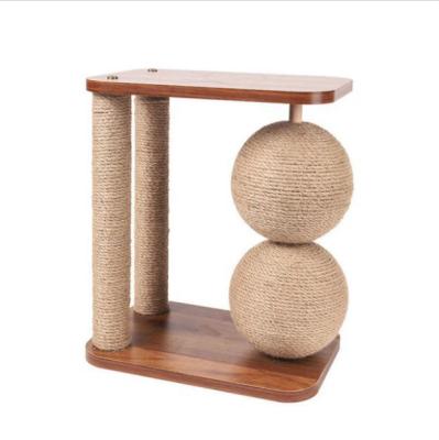 China Guaranteed Viable Solid Wood Wooden Sisal Ball Cat Anti Scratch Mat Good Quality Prices for sale