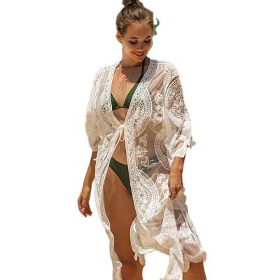 China New design breathable beach wear crochet coat plus size beach wears for ladies crochet bikini cover up whit crochet clothing for sale