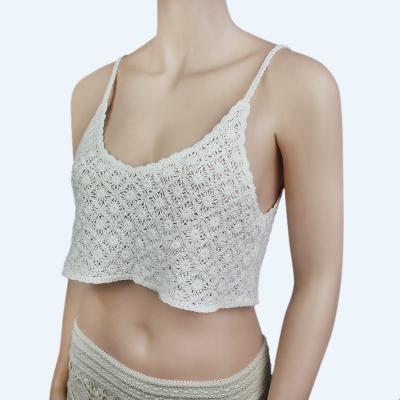 China Wholesale new style casual crochet tops high quality anti-pilling embossed sweaters invest women knit embroidery crochet bikini top for sale