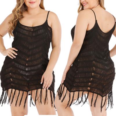 China New Design Slip Dress Plus Size Beach Women's Custom Crochet Dress Beach Wear Cover Up Tassel Bodycon Dress for sale