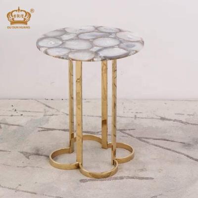 China Contemporary natural gemstone table coffee table for stone furniture blue agate coffee table for sale