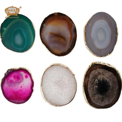 China Sustainable Agate Coaster Dyed Pink Geode Coaster For Drinks Gemstone Natural Stone Coaster Slices Cup Mat For Coffee Table H for sale