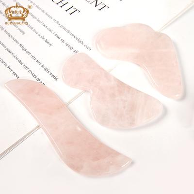 China 100% Real Eco-friendly Natural Stone Massage Guasha Scraping Board Rose Quartz Gua Sha Tool Kit for sale