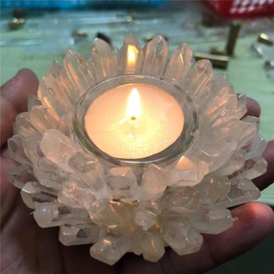 China China Quality Choice Natural People Open Crystal Amethyst Candle Holder Stones Engraving Decoration for sale