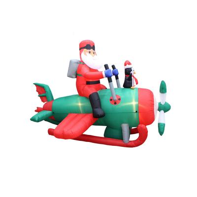 China HOT sale quality PVC beile 8FT long Inflatable Santa on Airplane for sale