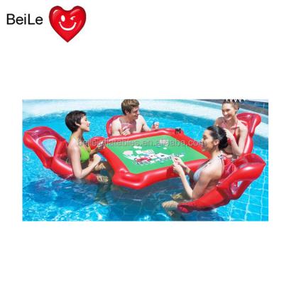 China 4-person inflatable pool floating poker table with chairs for sale