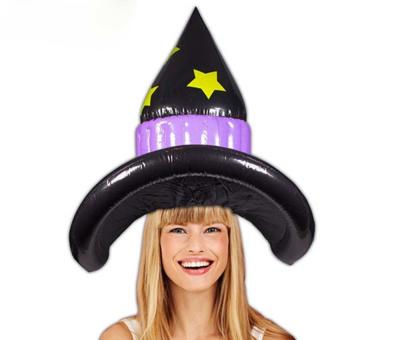 China Halloween Dress Up Inflatable Wig Hat Black Witch for sale