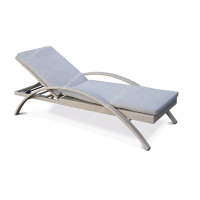 China Sun Sofa Hotsale Rattan Furniture Outdoor Garden Wicker Aluminum Sun Sofa With Armrest As Convertible Lounge Use for sale