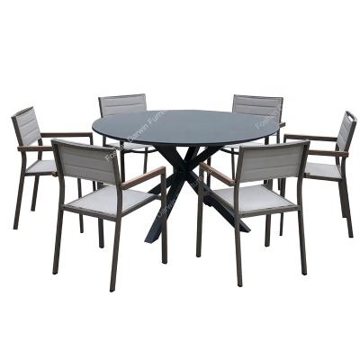 China Hotsale China Factory Outdoor Weather Furniture Aluminum Outdoor Garden Set With Round Table And Chairs For Restaurant for sale