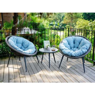 China Eco-friendly 3pcs Garden Set Eco-friendly Rattan Chair Outdoor Garden Chair Set For Home Hotel Villas Balcony for sale