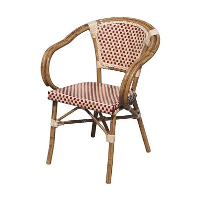 China Outdoor weather popular bamboo loooking rattan garden chair in aluminum frame for sale