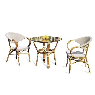 China Garden Chair OEM Design Furniture Bamboo Rattan Outdoor Table And Outdoor Dining Chair Set for sale