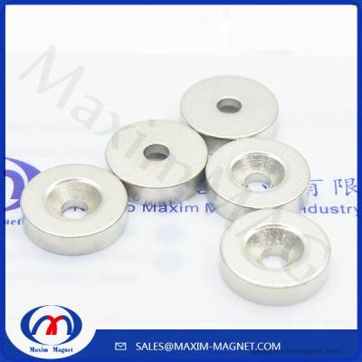 China Neodymium disc magnets with countersunk holes for sale