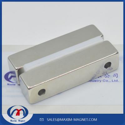 China super strong Neodymium block magnets with countersunk holes for sale