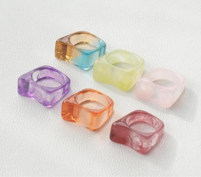 China 2022 CLASSIC Fashion Acetate Acrylic Rings Resin Ring Set Wholesale Simple Colored Acid Acrylic Jewelry Resin for sale