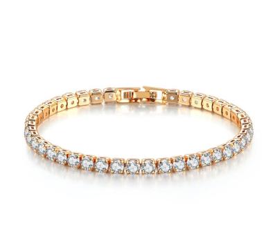 China Trendy Trendy Pulseras Mujer 14K Gold Plated Jewelry 4MM CZ Diamond Iced Out Tennis Bracelet For Women for sale