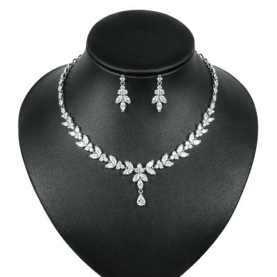 China CLASSIC CZ Luxury Shiny Cubic Wedding Women Earrings Necklace Zircon Bridal Jewelry Set Dress Accessories Gift 2021 New for sale