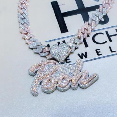 China 2022 Hiphop Hop Iced Out Custom Jewelry Cuban Link Letter Necklace Women Jewelry for sale