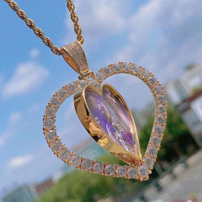 China Ease Fit Jewelry Hop Double Side Rotating Heart Memory Photo Necklace 2022 for sale