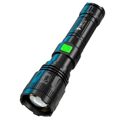 China Hot Selling USB Charging Long Range Adjustable Flashlight 1000m Telescopic Zoom Rechargeable Bright Waterproof Flashlight For Hiking for sale