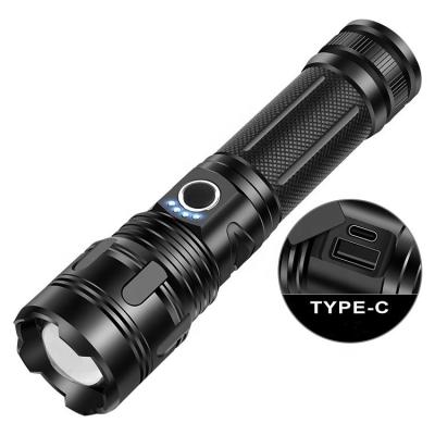 China Zoom+USB Telescopic Output Hot Selling Long Range P50 800 Lumen Tactical Torch High Power Camp IP31 LED Rechargeable Flashlight for sale