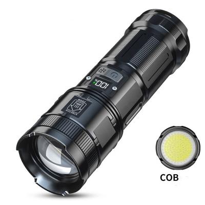 China Hot Selling LED Long Range 800m Telescopic Zoom Flashlight 3500lm Powerful Black Rechargeable Flashlight For Camping for sale